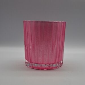 Pink Ribbed Glass Vase 5" Tall Telefloral